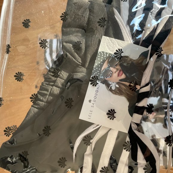 Lele Sadoughi Betty Headbands Striped Stretch Black And White Bow Set Of 2 - Picture 5 of 7